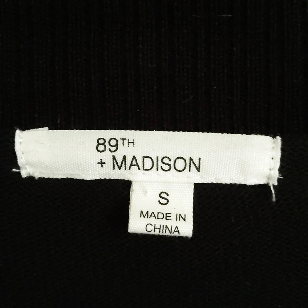 89th + Madison Black with White Stripe Long Sleeve Open Front Cardigan Size Med_2